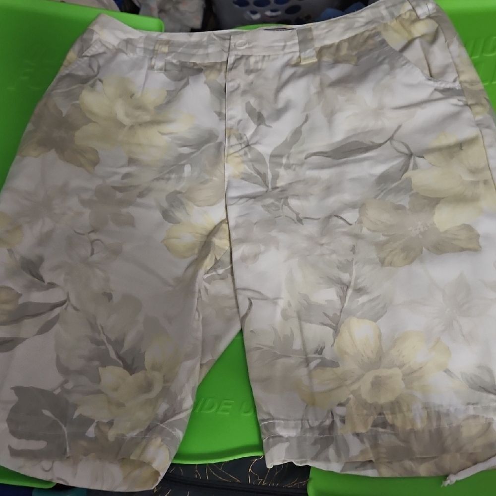 Caribbean Joe Gray and Yellow Floral  Shorts